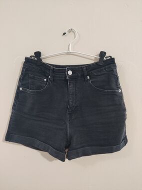 H&M Black High-Rise Denim Shorts